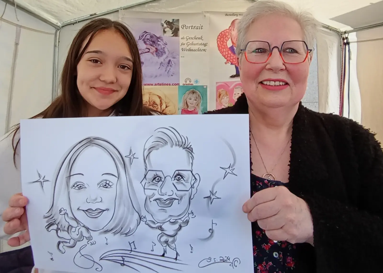 Mutter und tochter dancer caricature by speed drawer wuppertal
